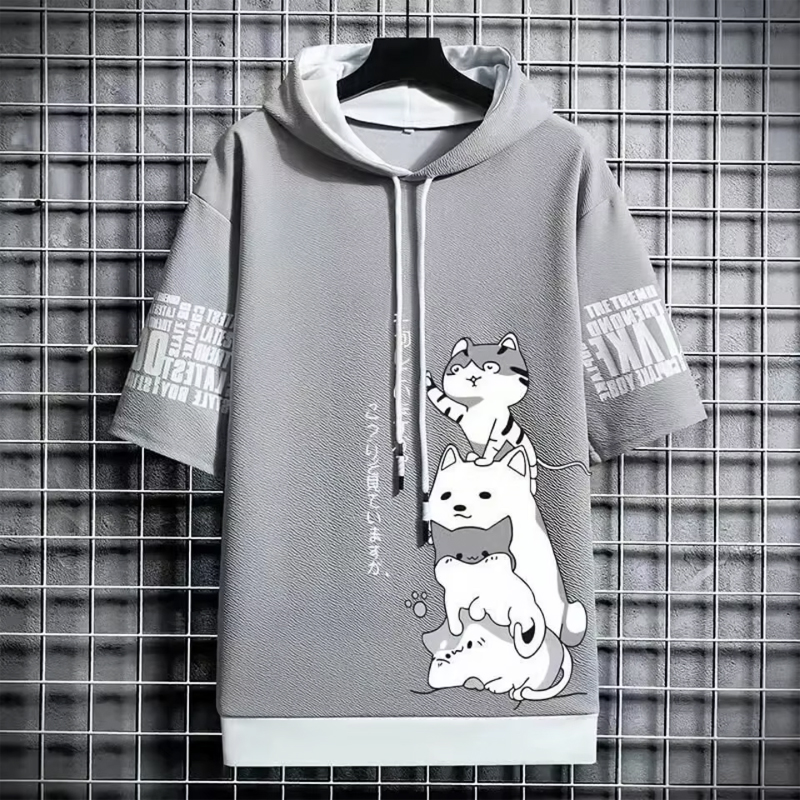 herr t-shirt, huvtröja, t-shirt med kattmotiv