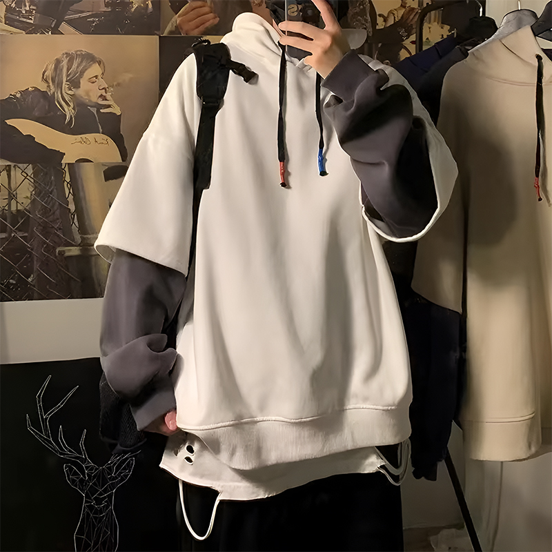 huvtröja för män, oversized huvtröja, tvådelad huvtröja