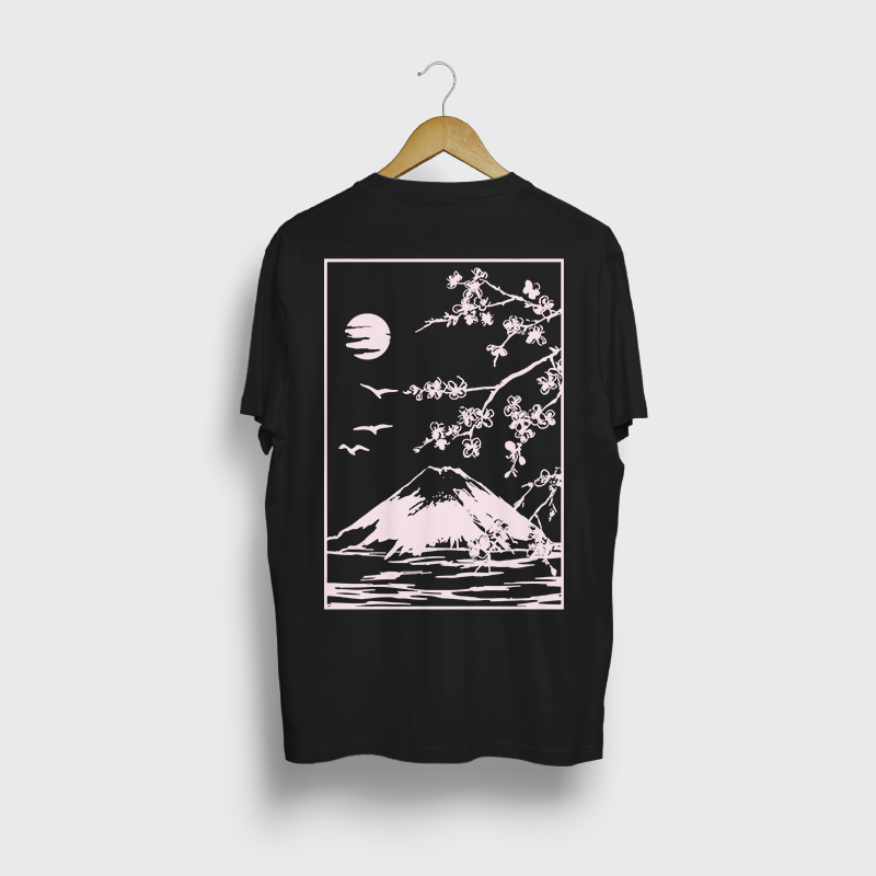 t-shirt, bomullst-shirt, lös t-shirt, mount fuji t-shirt